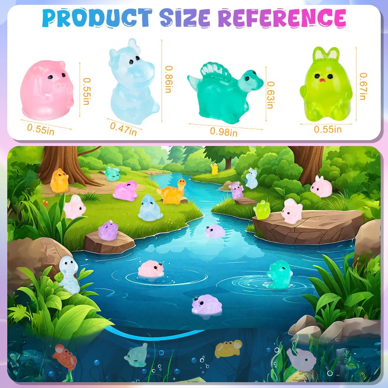 Hysagtek Mini Resin Animals Blind Bags - 100 Pcs Luminous Tiny Animals Glow in The Dark Little Farm Ocean Figures Micro Landscape Aquarium Potted Dollhouse Decor Fairy Garden Accessories - Image 5